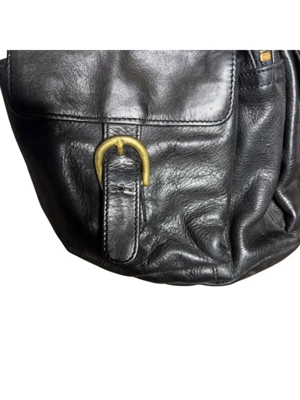 Vintage Boulder Ridge Shafmaster Leather Co Black Sling Backpack Bag Some Flaws